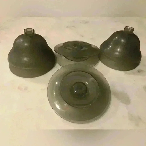 Set of 4 vintage Tupperware pudding dessert cups with base in opaque gray 754-11 - Picture 6 of 7